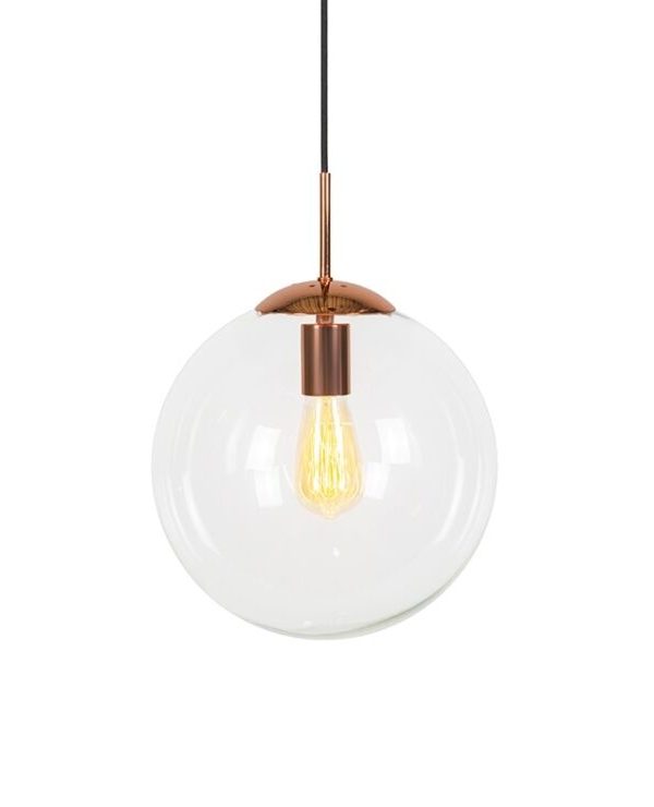 Art Deco hanging lamp copper with clear glass